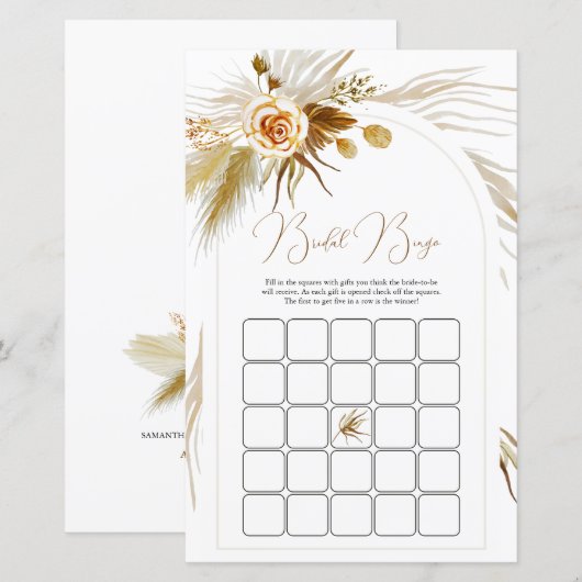 Pampas Grass Vrijgezellenfeest bingogame (Voorkant / Achterkant)