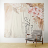 Pampas Grass Vrijgezellenfeest Floral Rustic Backd Wandkleed (In Situ (horizontaal))