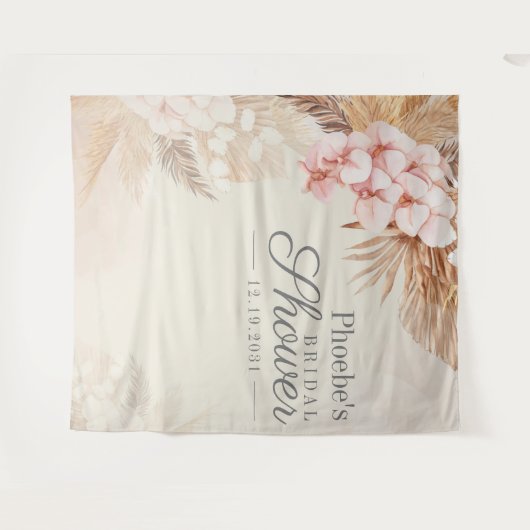 Pampas Grass Vrijgezellenfeest Floral Rustic Backd Wandkleed (Voorkant (horizontaal))