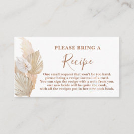Pampas Grass Vrijgezellenfeest Recipe Card-aanvraa Informatiekaartje