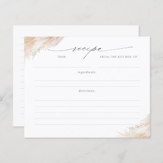 Pampas Grass Vrijgezellenfeest Recipe Kaart (Voorkant / Achterkant)