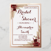 Pampas Grass Vrijgezellenfeest Roos Gold Folie Uitnodiging (Voorkant)