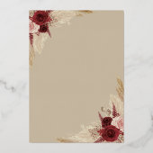 Pampas Grass Vrijgezellenfeest Roos Gold Folie Uitnodiging (Achterkant)