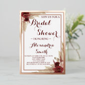 Pampas Grass Vrijgezellenfeest Roos Gold Folie Uitnodiging (Staand Voorkant)