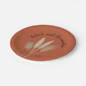 Pampas Grass Vrijgezellenfeest Wedding Reception Papieren Bordje (Gekanteld)