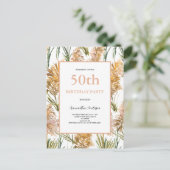 Pampas Grass Waterverf 50e verjaardag Uitnodiging Briefkaart (Staand voorkant)