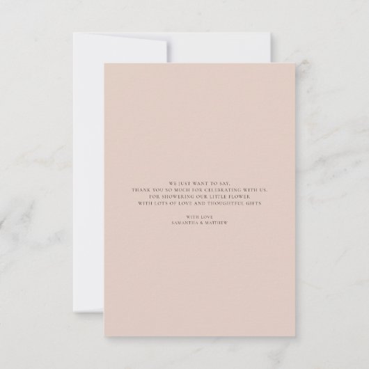 Pampas Grass Waterverf Bloemen Baby shower Bedankkaart (Achterkant)