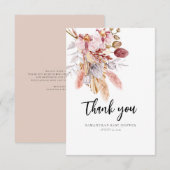 Pampas Grass Waterverf Bloemen Baby shower Bedankkaart (Voorkant / Achterkant)