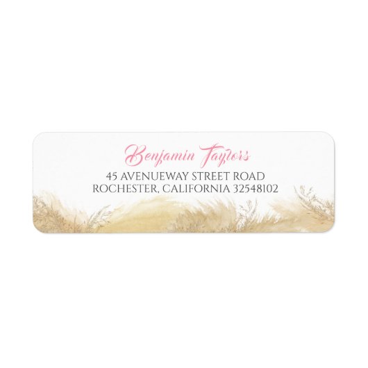 Pampas Grass Waterverf Exotic Etiket (Voorkant)