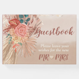 Pampas Grass Waterverf Floral Terracotta Ombre Gastenboek
