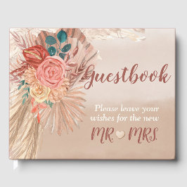 Pampas Grass Waterverf Floral Terracotta Ombre Gastenboek