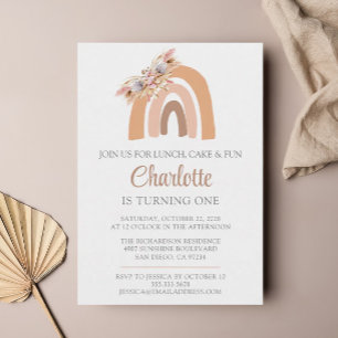 Pampas Grass Waterverf Regenboog Eerste Verjaardag Kaart