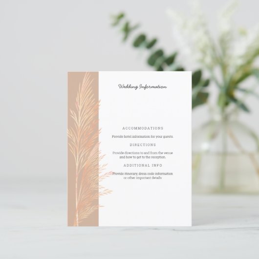 Pampas Grass Weddenschap Welkomstbericht (Staand voorkant)