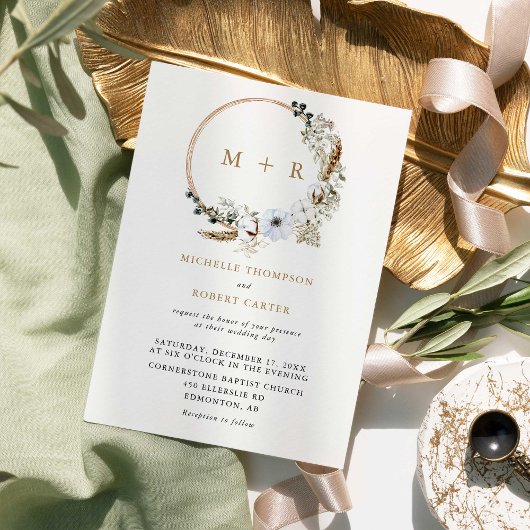 Pampas Grass Wedding Boho Elegant Terracotta Kaart