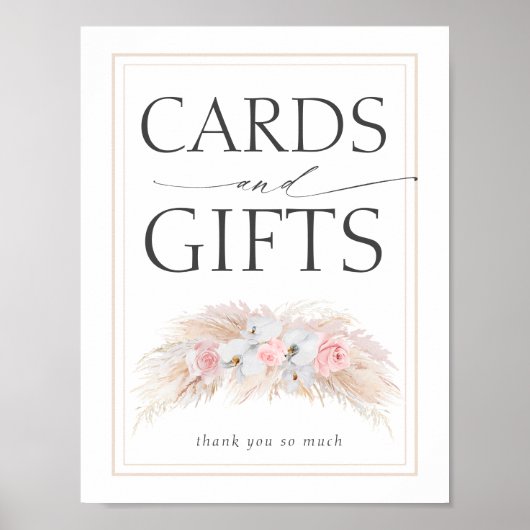 Pampas Grass Wedding Cards en Gifts Sign Poster (Voorkant)