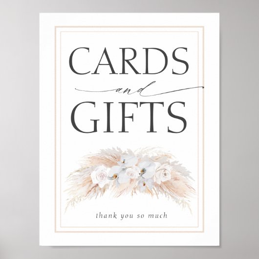 Pampas Grass Wedding Cards en Gifts Sign Poster (Voorkant)
