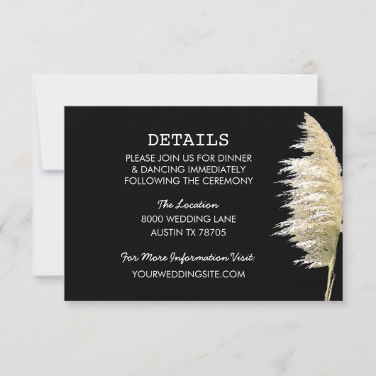 Pampas Grass Wedding Details Flat Kaart (Voorkant)
