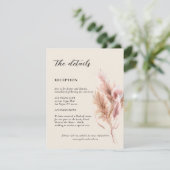 Pampas Grass Wedding Details  Informatiekaartje (Staand voorkant)