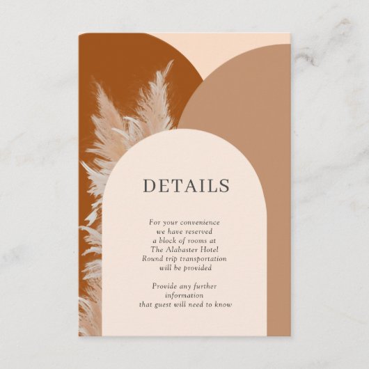 Pampas Grass Wedding Details Kaart (Voorkant)
