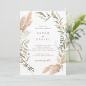 Pampas Grass Wedding Invitation Kaart (Staand voorkant)
