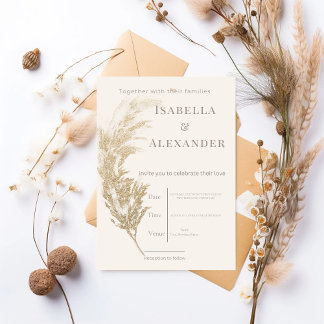 Pampas Grass Wedding Invitation Kaart