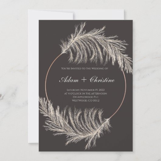 Pampas Grass Wedding Invitation Kaart (Voorkant)