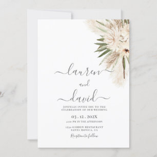 Pampas Grass Wedding Invitation Kaart