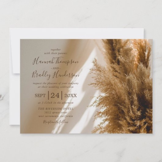 Pampas Grass Wedding Kaart (Voorkant)