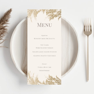 Pampas Grass Wedding Menu Card