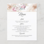 Pampas Grass Wedding Menu Roze Floral (Voorkant)