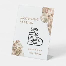 Pampas Grass Wedding Sanitizing Station Reclamebord Met Voetstuk