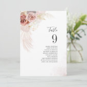 Pampas Grass Wedding Table Number Kaart (Staand voorkant)