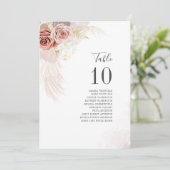 Pampas Grass Wedding Table Seating Number 10 Kaart (Staand voorkant)