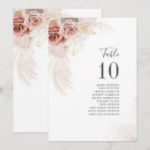 Pampas Grass Wedding Table Seating Number 10 Kaart (Voorkant / Achterkant)