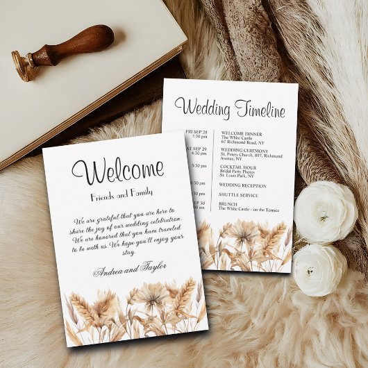 Pampas Grass Wedding Welkom Tas Letter Kaart