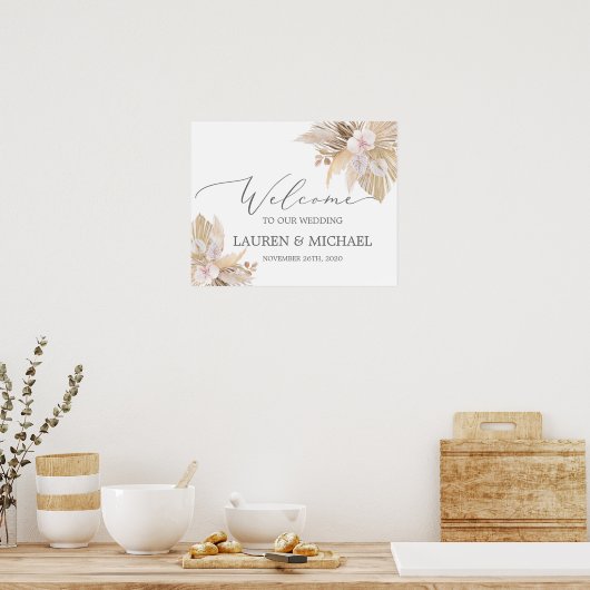 Pampas Grass Wedding Welkomstteken Poster (Keuken)