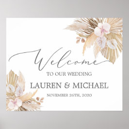 Pampas Grass Wedding Welkomstteken Poster