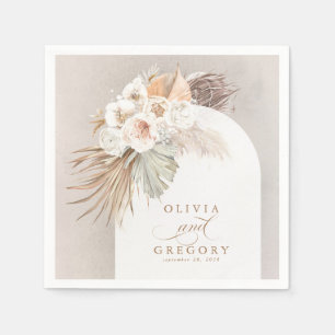 Pampas Grass White Floral Boho Wedding Servet