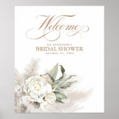 Pampas Grass White Floral Botanical Welcome Sign Poster (Voorkant)