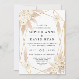 Pampas grass White Floral Gold in één keer Kaart