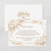 Pampas Grass White Flowers Wedding Gift Wish  Informatiekaartje (Voorkant / Achterkant)