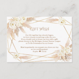 Pampas Grass White Flowers Wedding Gift Wish  Informatiekaartje