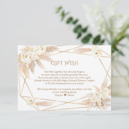 Pampas Grass White Flowers Wedding Gift Wish  Informatiekaartje