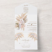 Pampas Grass White Orchid Rozen Weddenschap All In One Uitnodiging (Binnen)