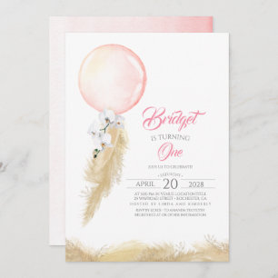 Pampas Grass White Orchids Balloon Exotic Birthday Kaart