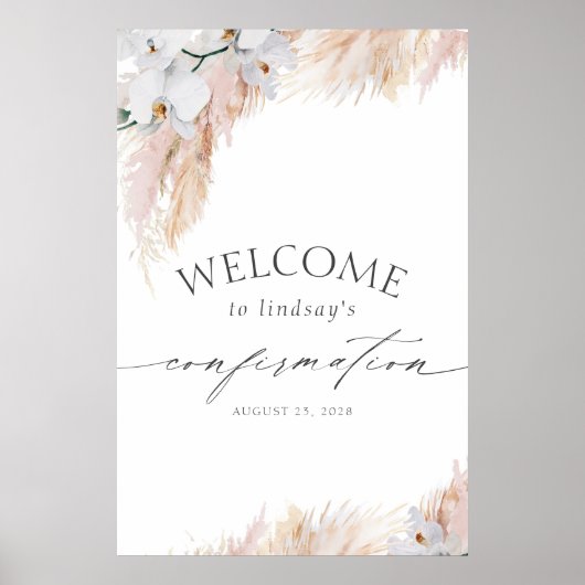 Pampas Grass White Orchids Bevestiging Welkom Poster (Voorkant)