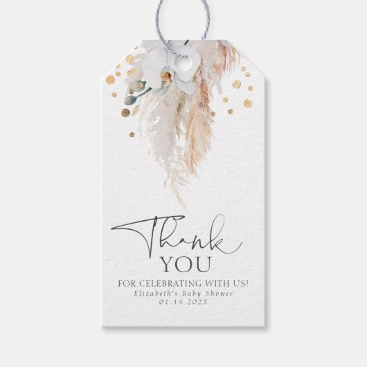 Pampas Grass White Orchids Exotic Bedankt Cadeaulabel (Voorkant)