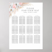 Pampas Grass White Orchids Wedding Seding Chart Poster (Voorkant)