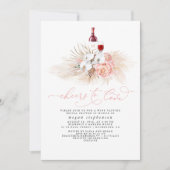 Pampas Grass wijnproeverij Roze Vrijgezellenfeest Kaart (Voorkant)