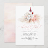 Pampas Grass wijnproeverij Roze Vrijgezellenfeest Kaart (Voorkant / Achterkant)